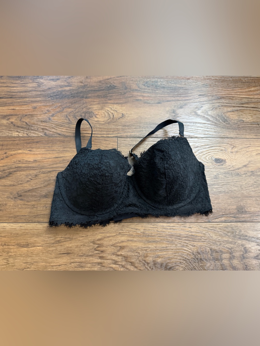 aerie Black Lace Longline Strapless/Convertible Bra